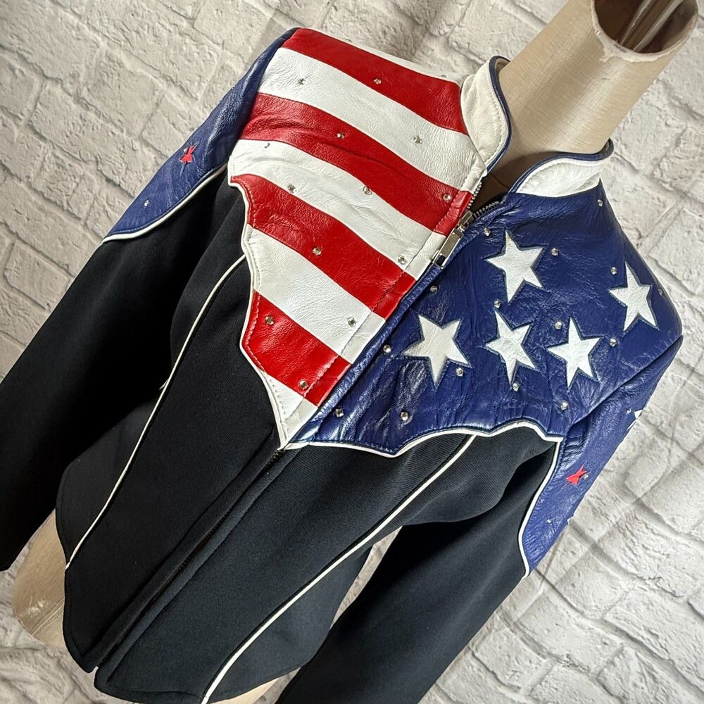 TLC Twins Leather Collection 1980s Stars And Stripes Bolero Leather Jacket USA